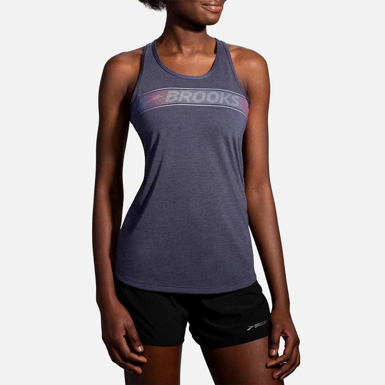 Brooks Distance Graphic Womens Running Tank Top - Grey - Indonesia (FSQU-73968)